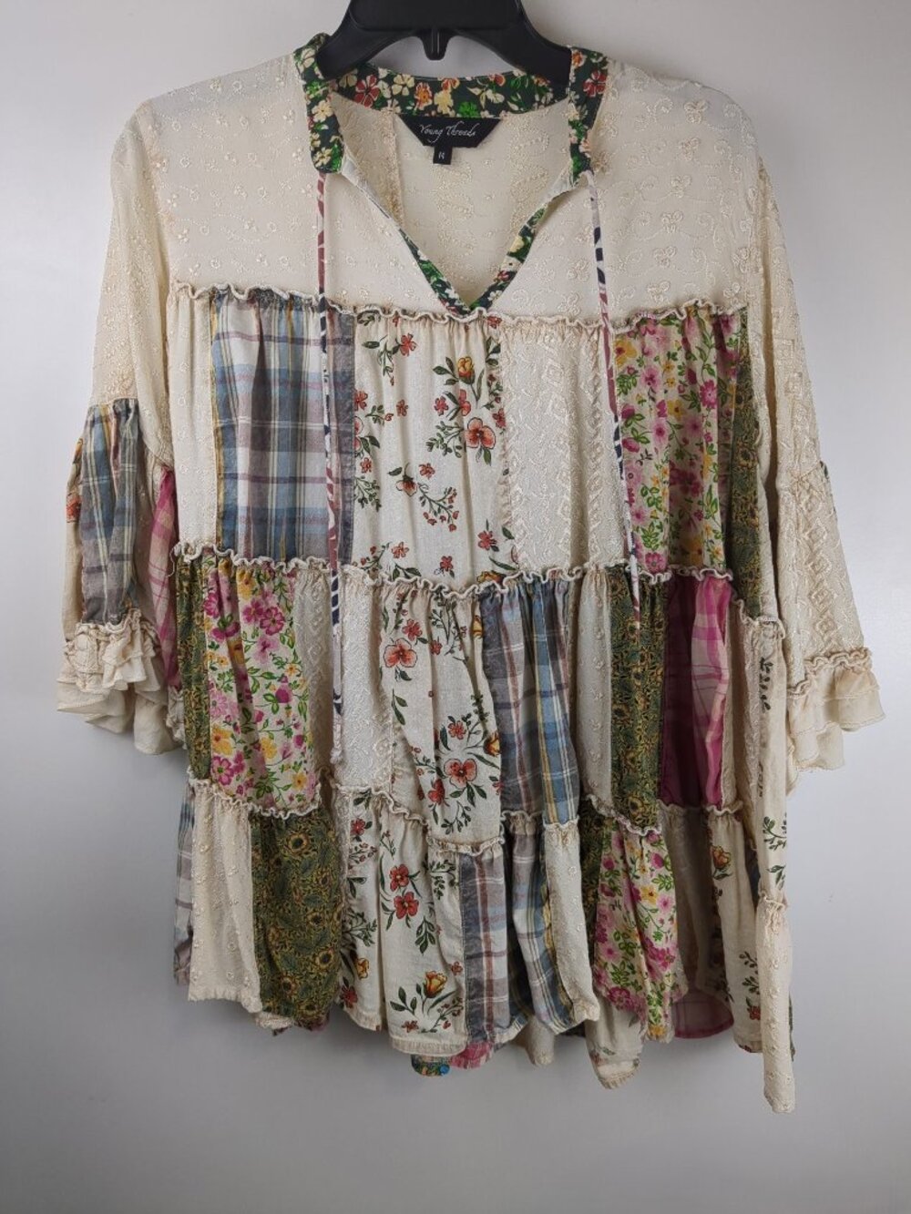 Young Threads size M BOHO, hippie, cotton patchwork top
